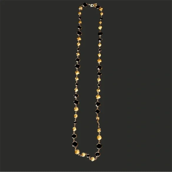 Anne Klein - Vintage 90’s Bezeled Gold Tone “Flapper Necklace” - Picture 4 of 6